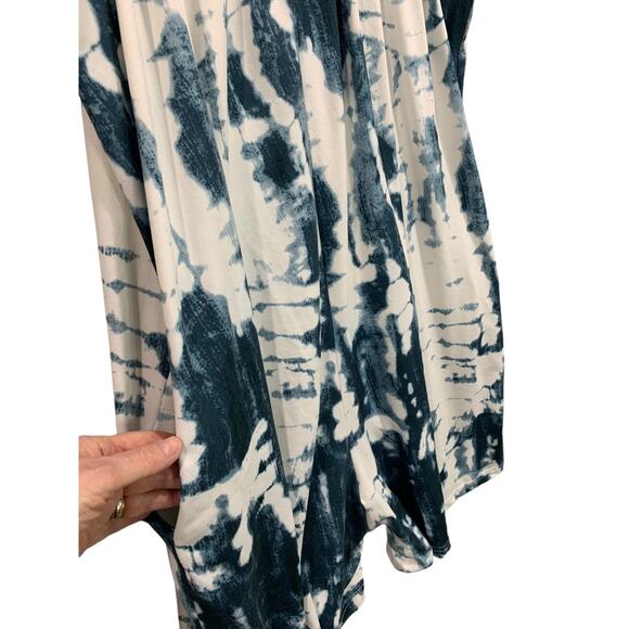 5XL Womens Soft Tie Dye Romper Blue White Pockets - Picture 4 of 9